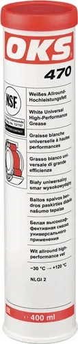 Weißes Allround-Hochleistungsfett OKS 470 weiß NSF H2 400ml Kartusche OKS