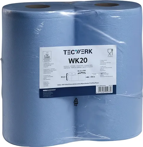 Putztuch WK 20 L.ca.360 mmxB.ca.380mm blau 2-lagig,volumengeprägt TECWERK