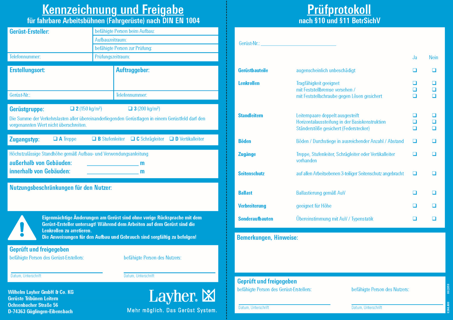 Layher Kennzeichnungsblock