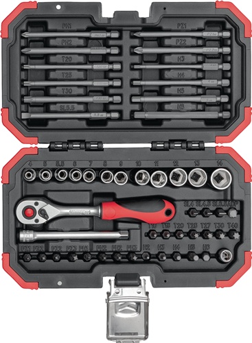 Bit-/Steckschlüsselsortiment R33003051 51-tlg.1/4 Zoll SW 4-14mm Z.72 GEDORE RED