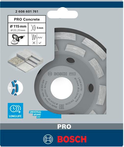 Bosch Diamanttopfscheibe PRO Concrete D.115mm Bohrung22,23mm Segment-H5mm 