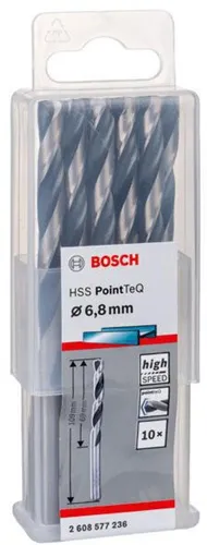 Bosch Metallspiralbohrer PointTeQ DIN388 Arbeits-L.69mm D.6,8mm Typ N 10St.
