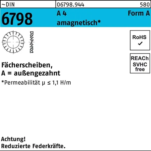 Fächerscheibe DIN 6798 FormA außengezahnt A 8,4 A 4 1000 Stück