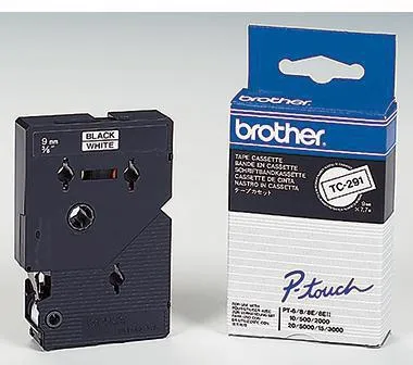 Brother Schriftbandkassette TC291 9mmx7,7m laminiert sw auf ws