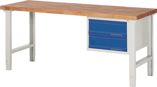 TECWERK Werkbank Serie BK 650 lichtgrau / enzianblau 2 Schubladen 