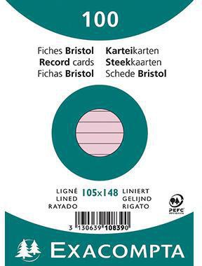 Exacompta Karteikarte 10839SE DIN A6 liniert rosa 100 St./Pack.