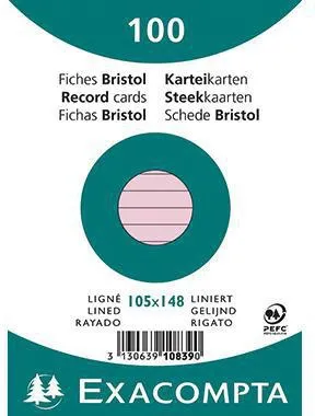 Exacompta Karteikarte 10839SE DIN A6 liniert rosa 100 St./Pack.
