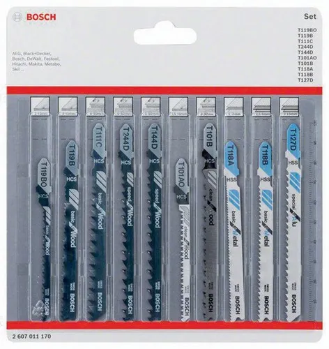 Bosch Stichsägeblatt-Set Wood and Metal 10tlg. m.T 119 BO Basic for Wood u.a.