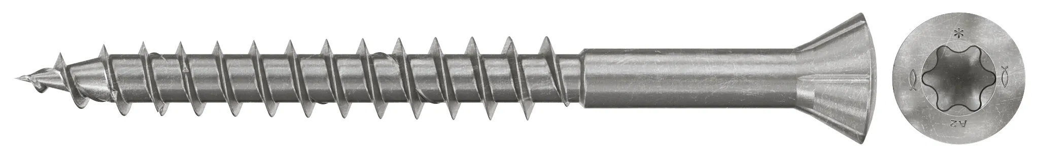 fischer Holzfassadenschraube 4,5 x 40 Senkkopf nicht rostender Stahl A2 Teilgewinde Innenstern TX