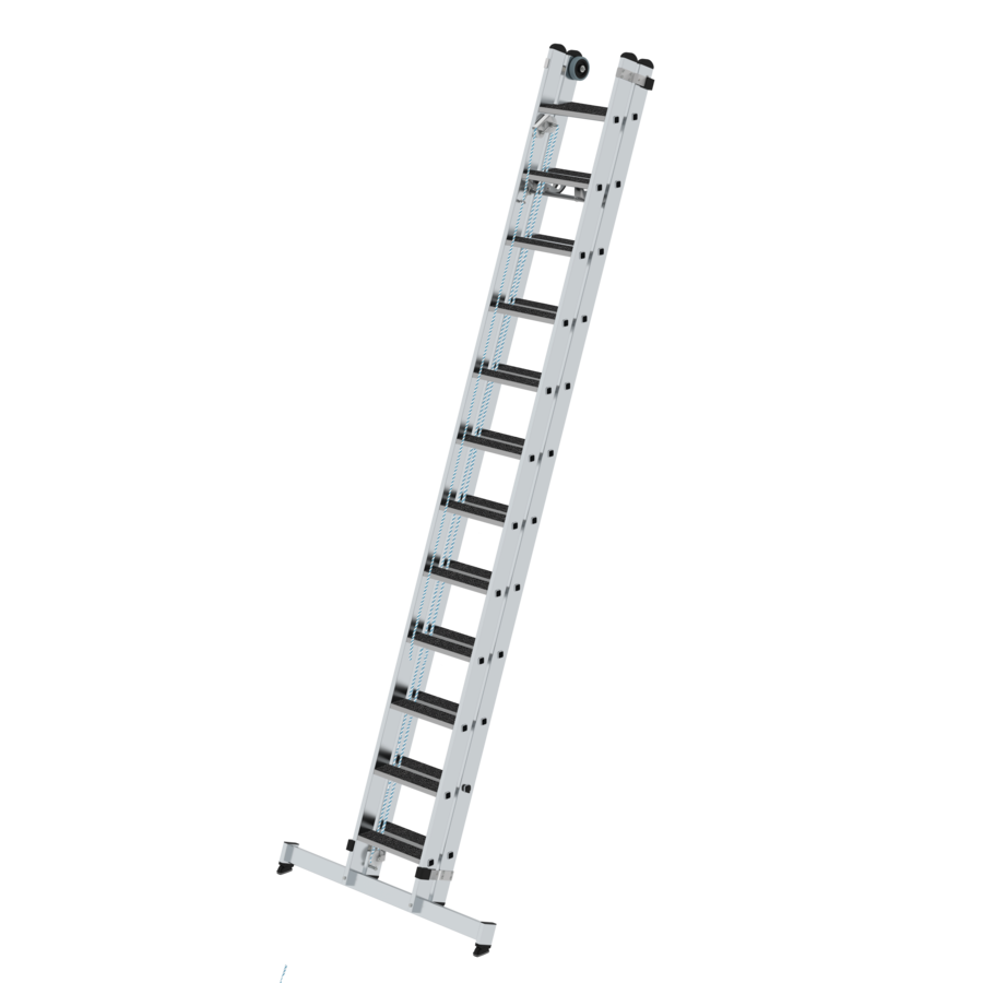 MUNK Stufen-Seilzugleiter 2-teilig mit nivello® Traverse und clip-step R13 2x12 Stufen