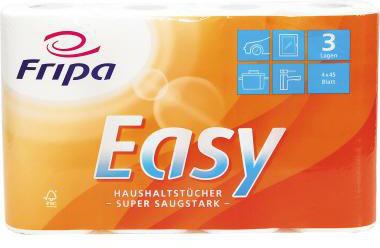 Fripa Küchenrolle EASY 3074003 3lg. 45Bl. Zellstoff hochws 4 St./Pack.