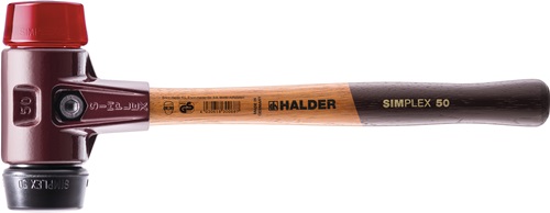 Schonhammer SIMPLEX mittelhart/hart Holz Gummi schwarz/Plastik rot HALDER