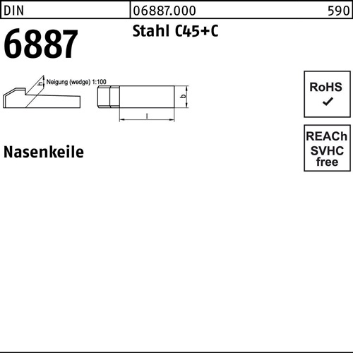 Nasenkeil DIN 6887 10x 8x 40 Stahl C45+C 25 Stück