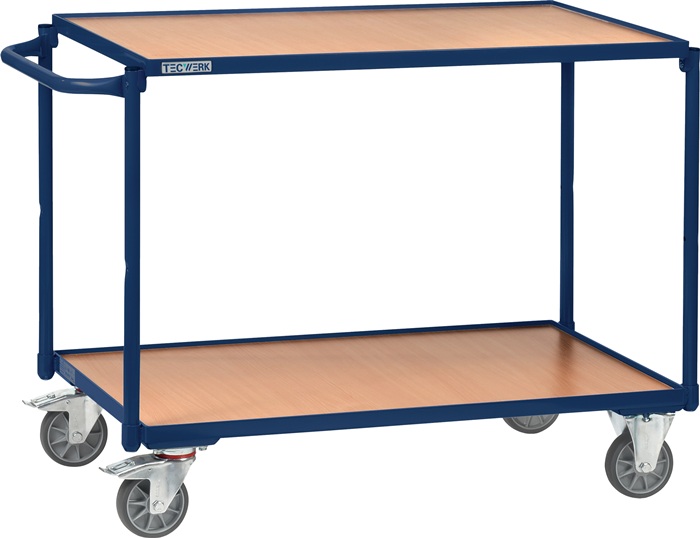 Tischwagen 2 Ladeflächen L1000xB600mm saphirblau Trgf.300kg Bügel waager.TECWERK
