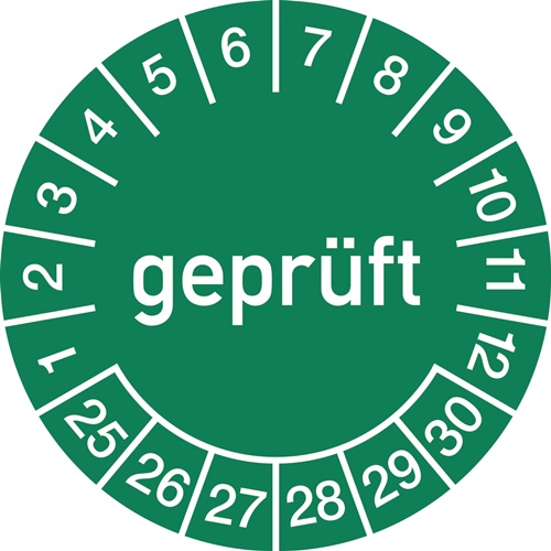 Mehrjahresprüfplakette D.30mm gepr.2025-2030 Folie Btl.a 100 St.