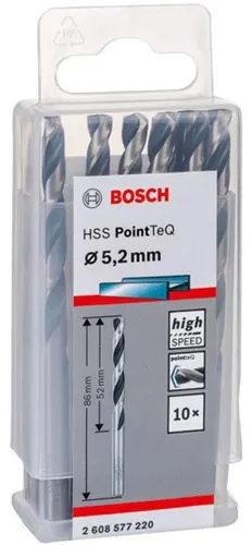 Bosch Metallspiralbohrer PointTeQ DIN388 Arbeits-L.52mm D.5,2mm Typ N 10St.