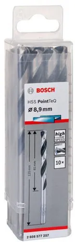 Bosch Metallspiralbohrer PointTeQ DIN388 Arbeits-L.81mm D.8,9mm Typ N 10St.