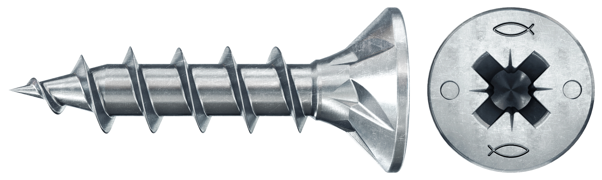 fischer PowerFast FPF II CZF 4,5 x 16 BC 200 Senkkopf mit Kreuzschlitz PZ Vollgewinde galvanisch verzinkt, blau passiviert