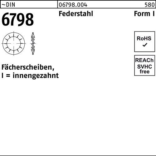 Fächerscheibe DIN 6798 FormI innengezahnt I 15 Federstahl 100 Stück