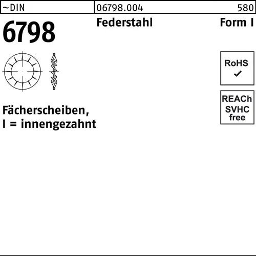 Fächerscheibe DIN 6798 FormI innengezahnt I 13 Federstahl 100 Stück