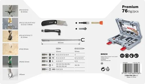 Bosch Bohrer-Schrauber-Set Premium X-Line 76tlg. f.Holz/Stein/Metall