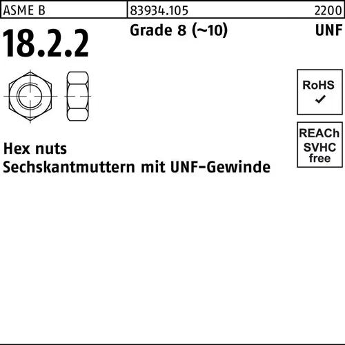 Sechskantmutter R 83934 UNF-Gewinde 1/2 Grade 8 (~10) 100 Stück