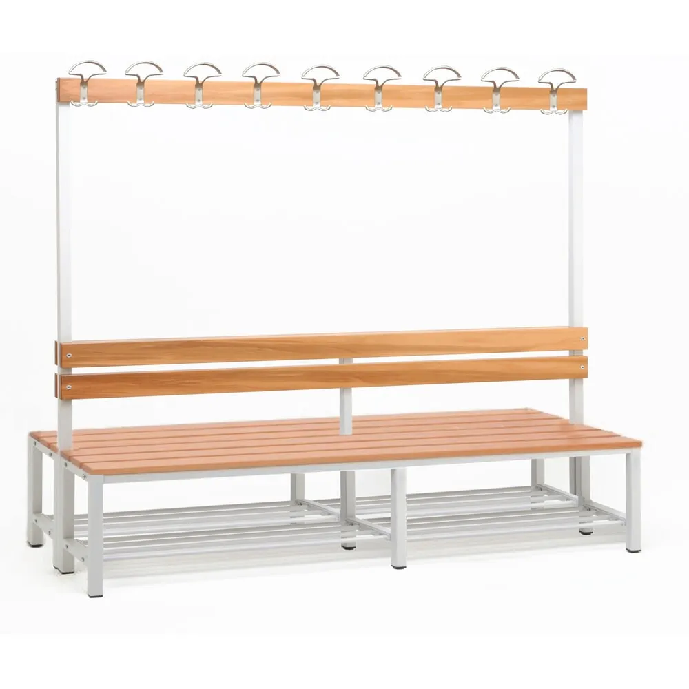 Steinbock® Umkleidesitzbank, 2-seitig mit Hakenleiste, Breite 2.000 mm