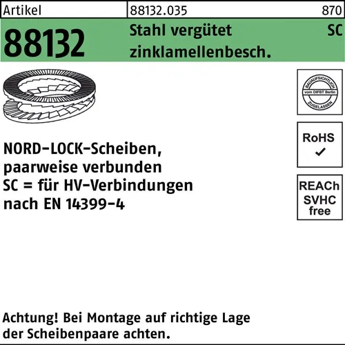 Unterlegscheibe R 88132 geklebt NL 12 SC Sta zinklamellenb. 100St. NORD-LOCK