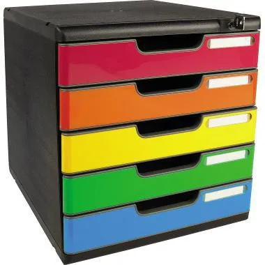 Exacompta Schubladenbox MODULO 331798D A4 5 Schübe farbig +Schloss