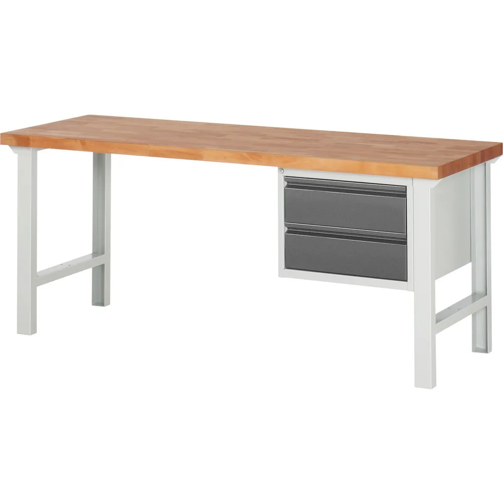 Steinbock® Werkbank, mit 2 Schubladen, HxBxT 840 x 2.000 x 700 mm, RAL 7035/7016