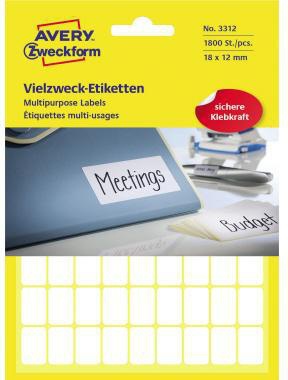 Avery Zweckform Vielzwecketikett 3312 18x12mm weiß 1.800 St./Pack.