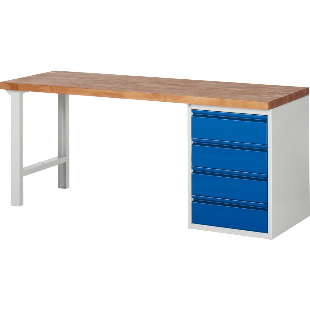 Steinbock® Werkbank, mit 4 Schubladen, HxBxT 840 x 2.000 x 700 mm, RAL 7035/5010