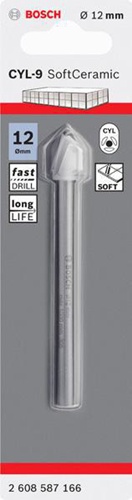 Bosch Fliesenbohrer CYL-9 Ceramic DxL 12x90mm weiß Werkstoff HM