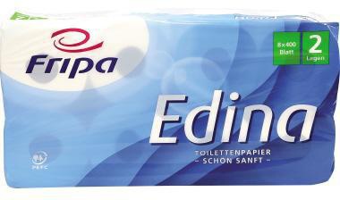 Fripa Toilettenpapier Edina 1010809 2lg. 400Bl. Zellstoff 8 St./Pack.