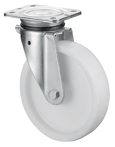 Schwerlast-Lenkrolle D.100mm Trgf.350kg Ku.Platte L105xB85mm BS ROLLEN
