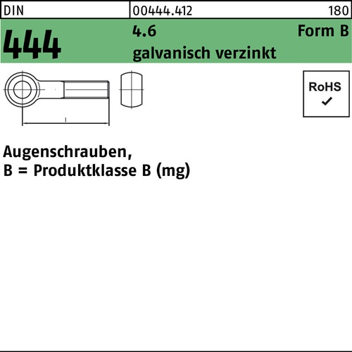 Augenschraube DIN 444 Form B BM 24 x 90 4.6 galvanisch verzinkt 10 Stück