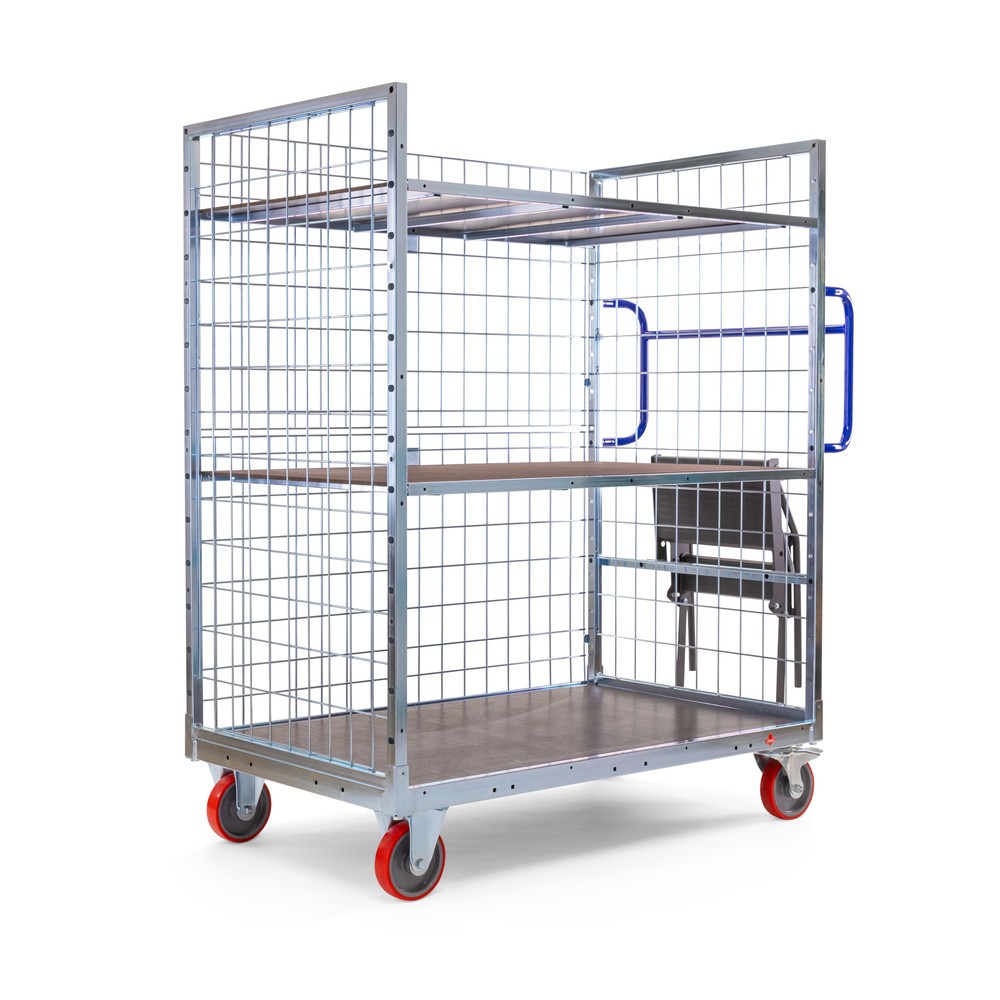 Ameise® Kommissionierwagen AK-XL, 3 Gitterwände, inkl. 1 Zwischenboden