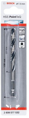 Bosch Spiralbohrer PoinTeQ DIN338 Arbeits-L.69mm D.7,5mm L.109mm HSS Typ N