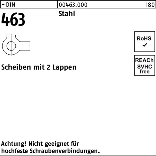 Scheibe DIN 463 m.2 Lappen 15 Stahl 100 Stück