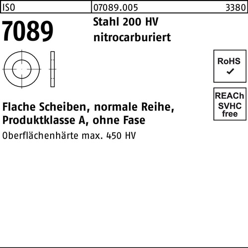 Unterlegscheibe ISO 7089 o.Fase 27 Stahl 200 HV nitrocarburiert 100 Stück