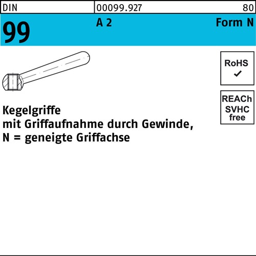 Kegelgriff DIN 99 N 80 M 10 A 2 geneigte Griffachse 10 Stück