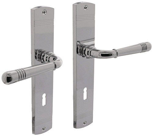 Langschildschildgarnitur Helena Zamak Verchromt BB 72mm DIN L/R INTERSTEEL