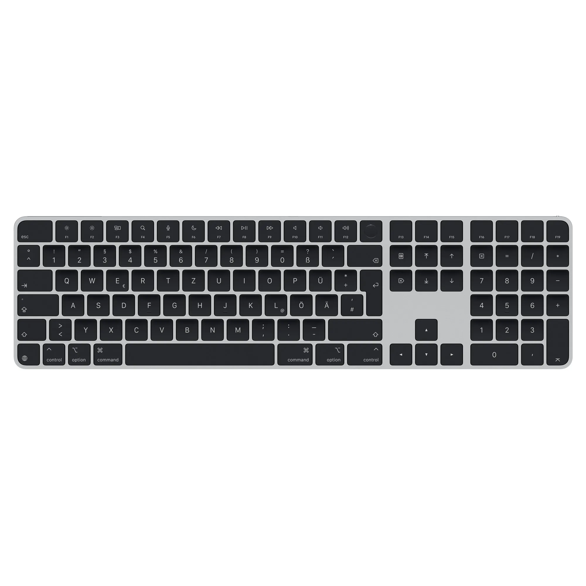 Apple Magic Keyboard mit Touch ID und Ziffernblock (USB-C), Silber/Schwarz, Bluetooth, Deutsch