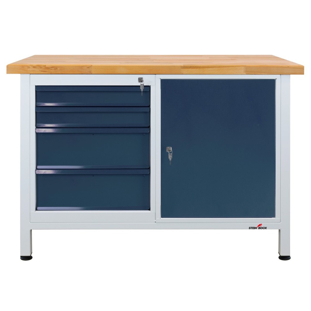 Steinbock® Werkbank Premium, 4 Schubladen, 1 Tür, TK 300 kg
