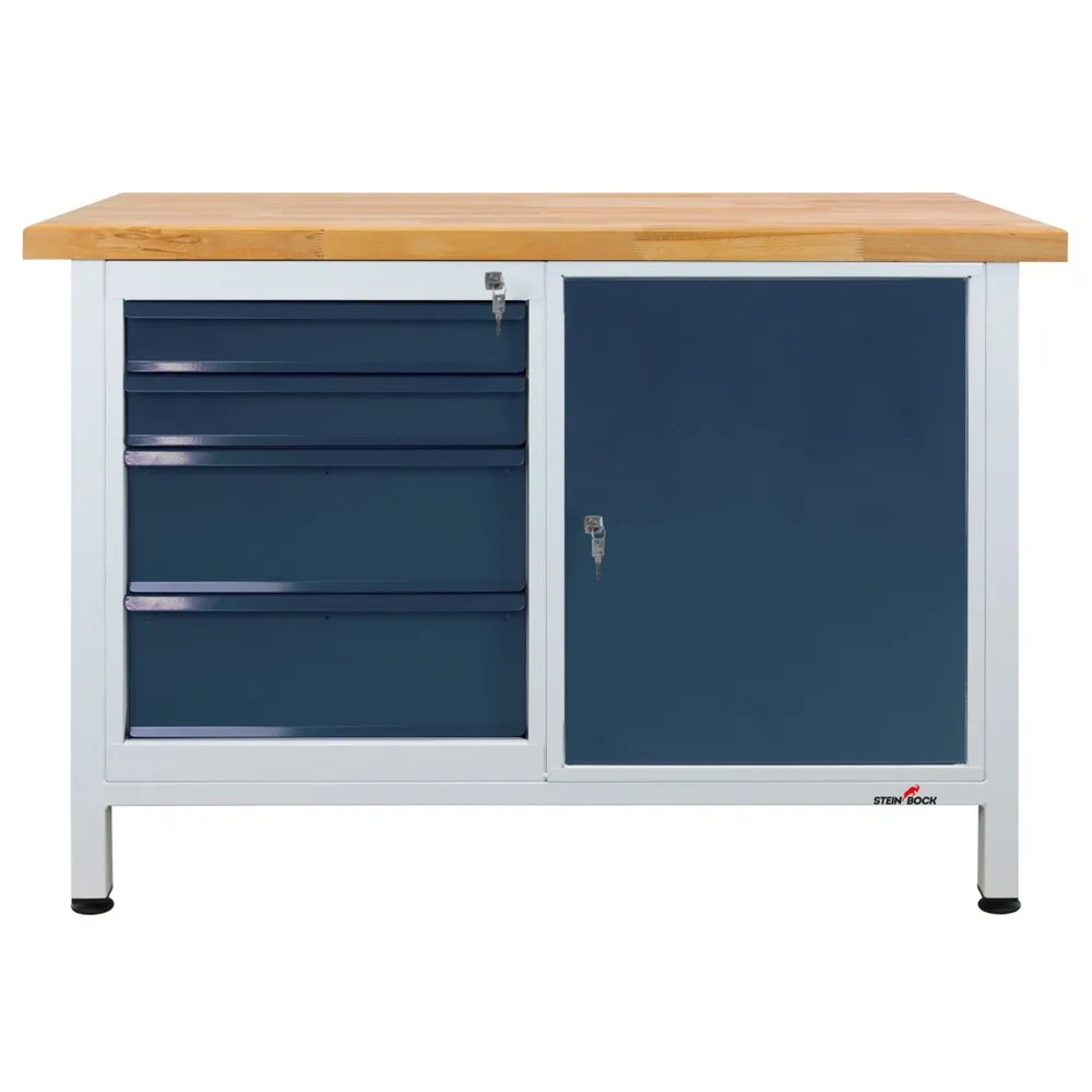 Steinbock® Werkbank Premium, 4 Schubladen, 1 Tür, TK 300 kg
