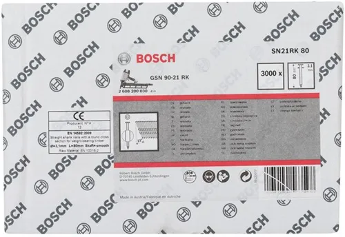 Bosch Rundkopfstreifennagel SN21RK 80 Kopf-D.7mm L.80mm Schaft-D.3,1mm glatt blank