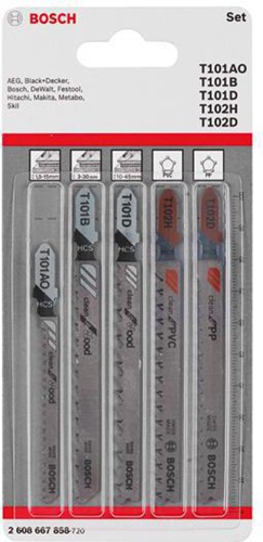 Bosch Stichsägeblatt-Set Wood and Plastics 5tlg. m.Einnockenschaft