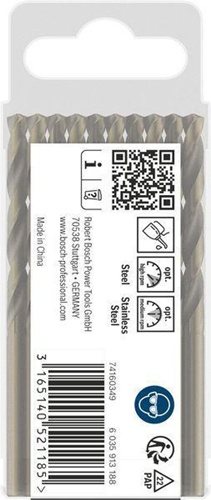 Bosch Metallbohrer PRO Stainless Steel Arbeits-L.47mm D.4,5mm L.80mm 10St.