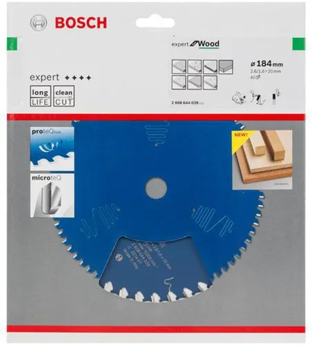Bosch Kreissägeblatt Expert for Wood D.184mm Bohrung 20mm 40Zähne WZ