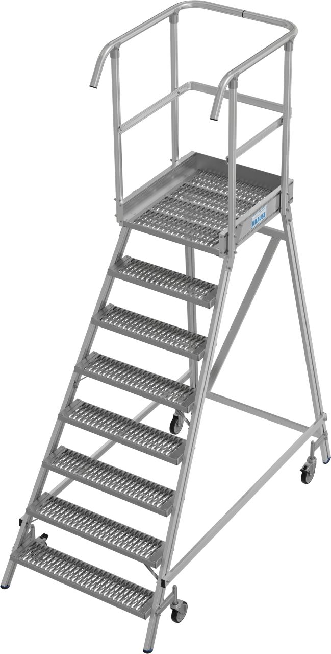 Krause STABILO Podestleiter fahrbar einseitig begehbar Profilrost R13 Stufen 1x8 Stufen 